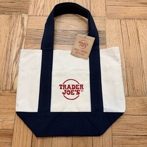 Brand New w. tag Trader Joe’s Mini Blue Canvas Tote Bag